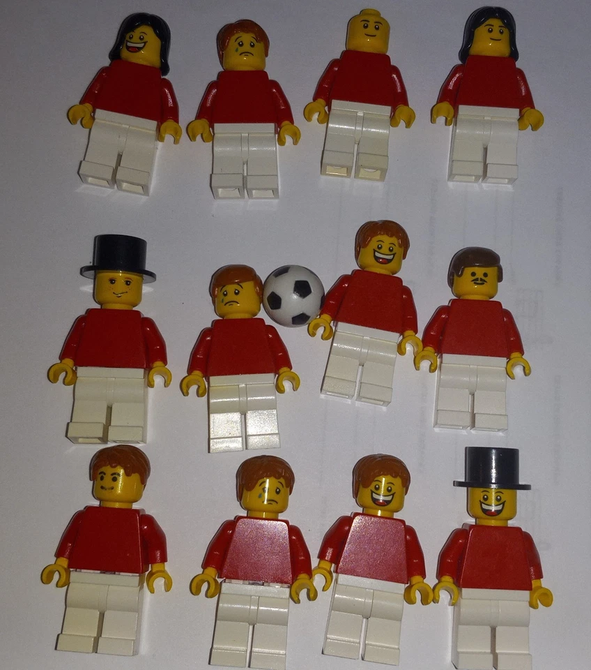 LEGO Jugadores de Fútbol Minifiguras Lote Rojo Kit Esqueleto Personalizado Cabezas Equipo  Foto 1 de 1