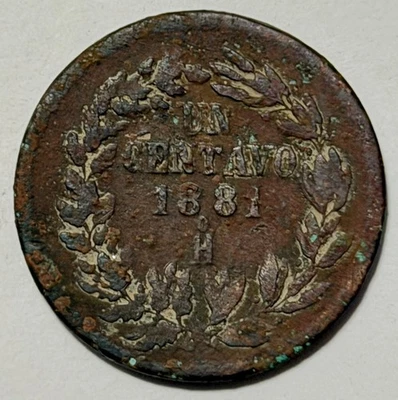 Mexico Copper 1881 Ho Hermosillo Mint un 1 Centavo VERY SCARCE NICE - Image 1 of 2