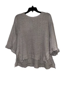 Umgee Damen Oversize Shirt Oberteil hellgrau Waffelstrick 3/4 Arm Gr. M - Bild 1 von 10