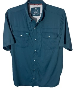 AG Gear Stockyard Teal Pearl Snap SPF 30 Vented Short Sleeve Shirt Mens XL - Picture 1 of 20