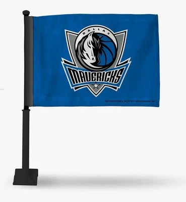 Double-Sided Dallas Mavericks Car Flag, 16" x 19" Black Pole, Rico Industries - Image 1 of 2