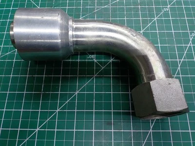 Eaton FJX90-24-24 Hydraulic Crimp 90° Elbow Fitting 1-1/2" Hose to Female JIC-24 - Image 1 of 4