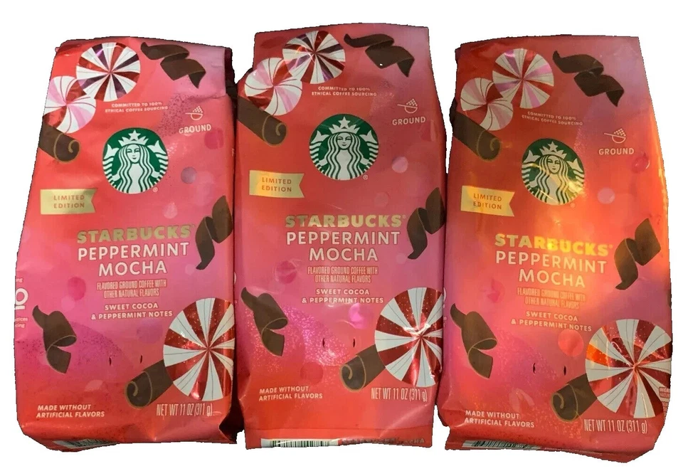 3 Starbucks 2025 Peppermint Mocha Ground Coffee Limited Edition 11oz EXP 2/26 - Image 1 of 1