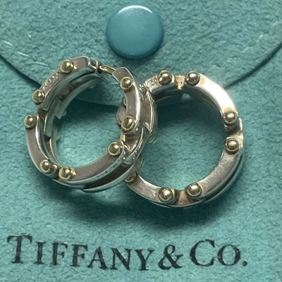 Pendientes Tiffany & Co. Gatelink Oro 18k Plata de Ley Retirados Auténticos Foto 1 de 4