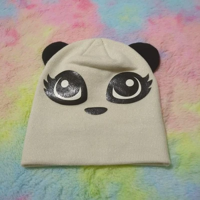 Panda Pestañas Invierno Gorro Sombrero Niña S/M Tejido Rosa Orejas Ojos Foto 1 de 4