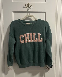 Vintage Havana Girl’s Size Large (14) “Chill” Green Sweatshirt - Picture 1 of 2