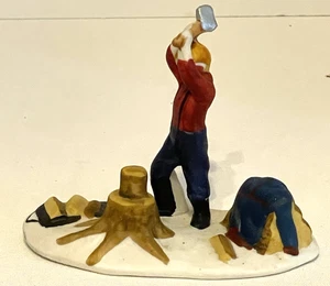 1996 Lemax Dickensval  Porcelain "CUTTING FIREWOOD" Figurine - Picture 1 of 7