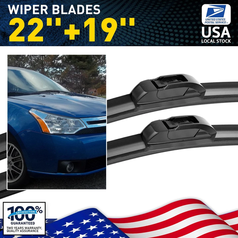 New Black Front Windshield Wiper Blades 22"+19"For Oldsmobile Cutlass 1997-1999 - Imagem 1 de 4