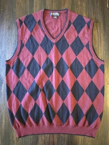 Brooks Brothers Burgundy Blue Argyle Merino Wool Sweater Vest XL Classic - Picture 1 of 5