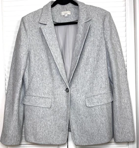 Loft Womens Tailored Herringbone Patch Pocket Classic 100% Cotton Blazer Size 10 - Picture 1 of 8