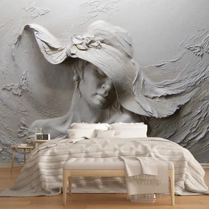 Art Wallpaper 3D Illusion Woman Face Relief Mural Wallpaper for Bedroom Livin... - Bild 1 von 7