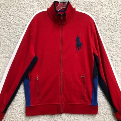Polo Ralph Lauren Sweatshirt Large Adult Red Full Zip Mock Neck Big Pony Mens L - Image 1 of 4
