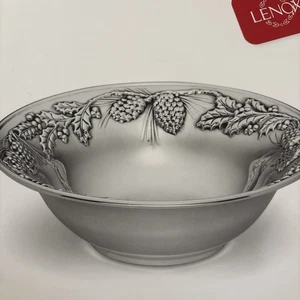 LENOX Holiday Pinecone & Holly Aluminum Serving Bowl 12 inch - Picture 1 of 3