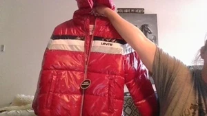 NWT! LEVI'S RED HOODED PUFFER JACKET YOUTH L (12-13 YRS) WATER RESISTANT NICE! - Picture 1 of 18