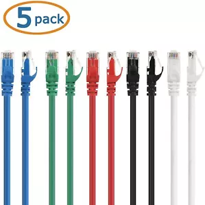 Paquete de 5 cables de red Cat 6 Ethernet 7 pies de largo cada RJ45, NUEVOS - Imagen 1 de 5