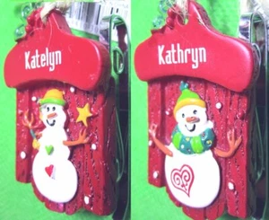 Ornament, Personal Name- KATELYN KATHRYN -3D SnowWoman SnowMan SLED Christmas ! - Picture 1 of 4