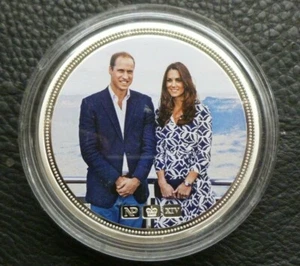 William & Kate 2014 Royal Tour 2oz SILVER Hallmarked NumisProof Colour Medallion - Picture 1 of 7