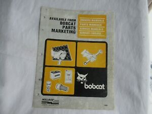 1985 Bobcat operator service manuals library brochure
