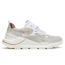 Sneaker D.A.T.E. Fuga beige, bianco e grigio in camoscio e tessuto - FUGA
