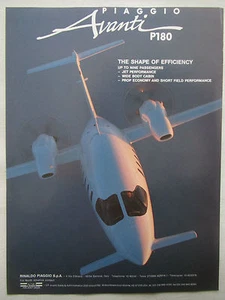 5/1990 PUB RINALDO PIAGGIO AVANTI P180 ITALIAN EXECUTIVE AIRCRAFT ORIGINAL AD - Picture 1 of 1