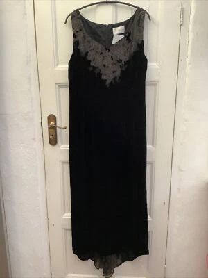 BNWT MINUET Black Devore Silk Velvet Sleeveless Maxi Dress UK 14 €199 - Image 1 of 4