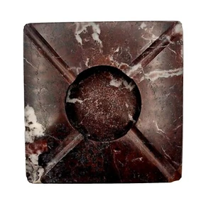 Cigar Ashtray Solid Marble Hand Crafted Red & White Holds 4 Cigars 15x15 x4.5cm - Picture 1 of 5