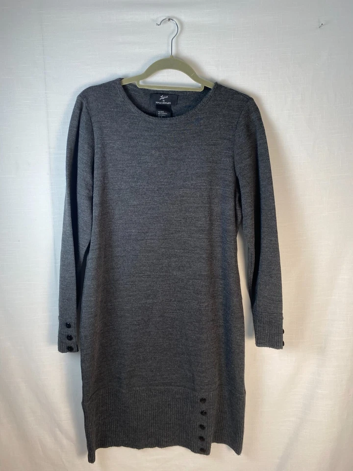 Vestido suéter gris carbón Lennie For Nina Leonard para mujer talla M Foto 1 de 4