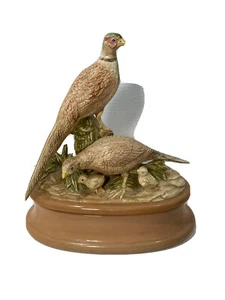 Finely Executed Large Ceramic Pheasants w/Chicks Biscuit Jar-Hand Painted-12x11” - Picture 1 of 7