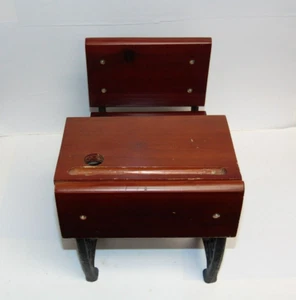 Vintage - Small Cherry Wood And Cast Iron School Desk - 18" Doll - Picture 1 of 8