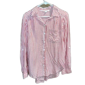 Camisa con botones Beach Lunch Lounge ligera roja blanca bolsillo fluido talla M - Imagen 1 de 8