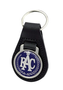 Royal Automobile Club Wreath Quality Black Leather Round Keyring