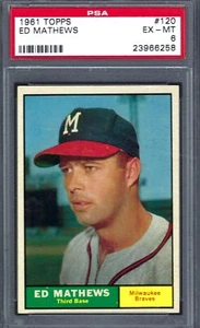 1961 Topps #120 PSA 6 Eddie Mathews Braves 120 - Bild 1 von 2
