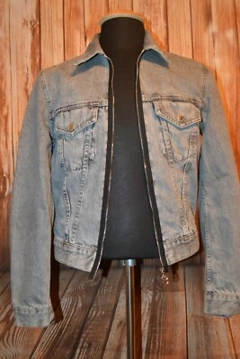 Chaqueta vaquera Helmut Land para mujer gris claro cremallera completa botón a presión talla L Foto 1 de 4