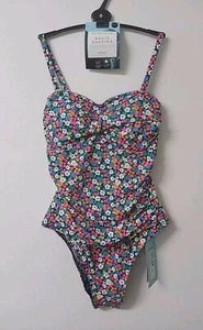 M&S Womens Bandeau Swimming Costume Nonwwired Floral UPF 50+ Size 8 RRP £32.50 - Picture 1 of 5