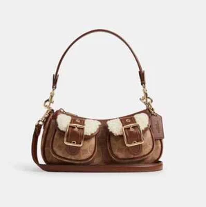 COACH Ashton Baguette Bag In Signature Canvas Tan/Natural CY658 Outlet NEW - Picture 1 of 12