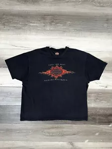 Harley Davidson " Feel The Heat " Black Beefy Hanes Graphic Tee Motorrad Retro - Bild 1 von 7