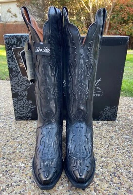 NEW Dan Post Hallie Black Distressed Leather 16" Western Fashion Boots DP4027 - Image 1 of 4