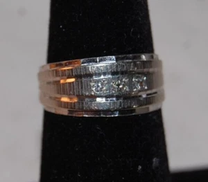DASON 14K Diamonds White Gold Mens Women’s Chased Ring Sz 5 - Picture 1 of 5
