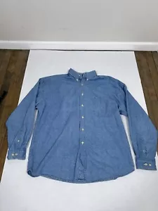 Vintage Structure Blue Denim Paisley Button Down Shirt Mens Large XL 90s Western - Picture 1 of 7