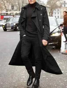 Trench cappotto uomo lungo abbigliamento manica lunga sciolto autunno inverno tinta unita - Foto 1 di 28