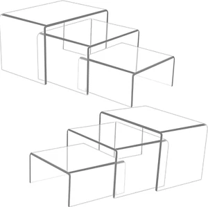 6 Pcs Acrylic Risers for Display, Acrylic Display Riser, Clear Display Stands fo - Picture 1 of 12