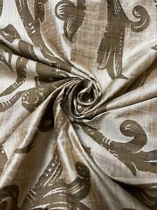 100% Silk DUPION Jacquard Fabric ~ 100% Pure Silk  ~ 54” ~ Golden+Brown ~UK153