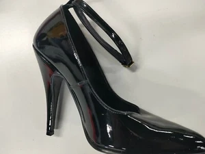 Pleaser B7 DOMINA black patent stiletto with 6" heel and Strap. US Sizes 6, 7 - Picture 1 of 9