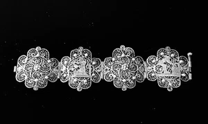 Vintage Large 800 Silver Intricate Filigree Bracelet LOT JF - Picture 1 of 5