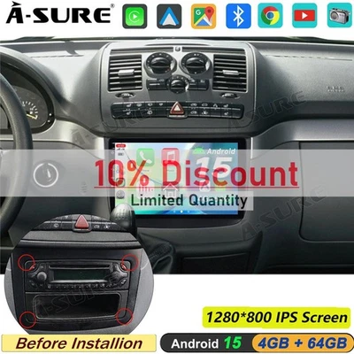 4+64GB Android 15 Autoradio Carplay Navi Für Mercedes-Benz Vito Viano W639 04-13 - Bild 1 von 4