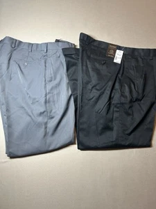 Joseph A Bank Pants Slacks Black Grey Cuffed 100% Cotton Mens 40x30 - Picture 1 of 11
