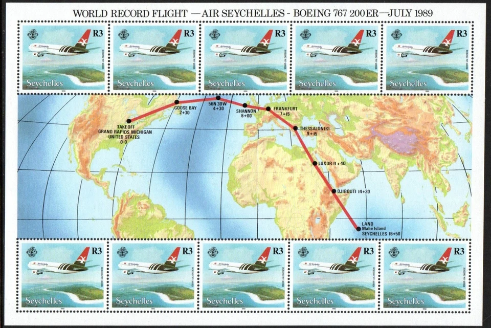Sello Seychelles 709 - Boeing 767-200ER Foto 1 de 1