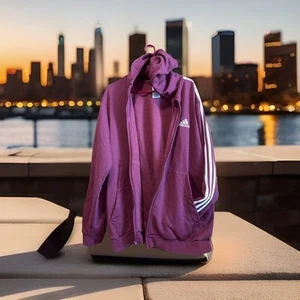 De Colección Adidas Essentials Polar 3 Rayas Cremallera Completa Sudadera con Capucha Borgoña Hombres Talla 2XL - Imagen 1 de 6