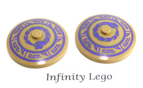 2 LEGO Dark Tan Dish 4 x 4 Ninjago Serpent & Circle of Symbols 3960 19748 70745