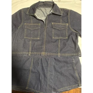 Jeansrock Set Kurzarm Oberteil & Rock Anzug dunkle Waschung Damen XL - Bild 1 von 6